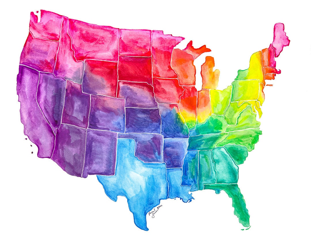 United States Watercolor Map - Il Fullxfull.959456658 E2ie