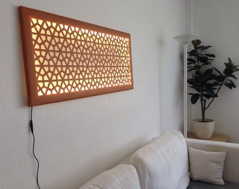 Mural wall decoration with modern geometric patterns with LED screen light lamp