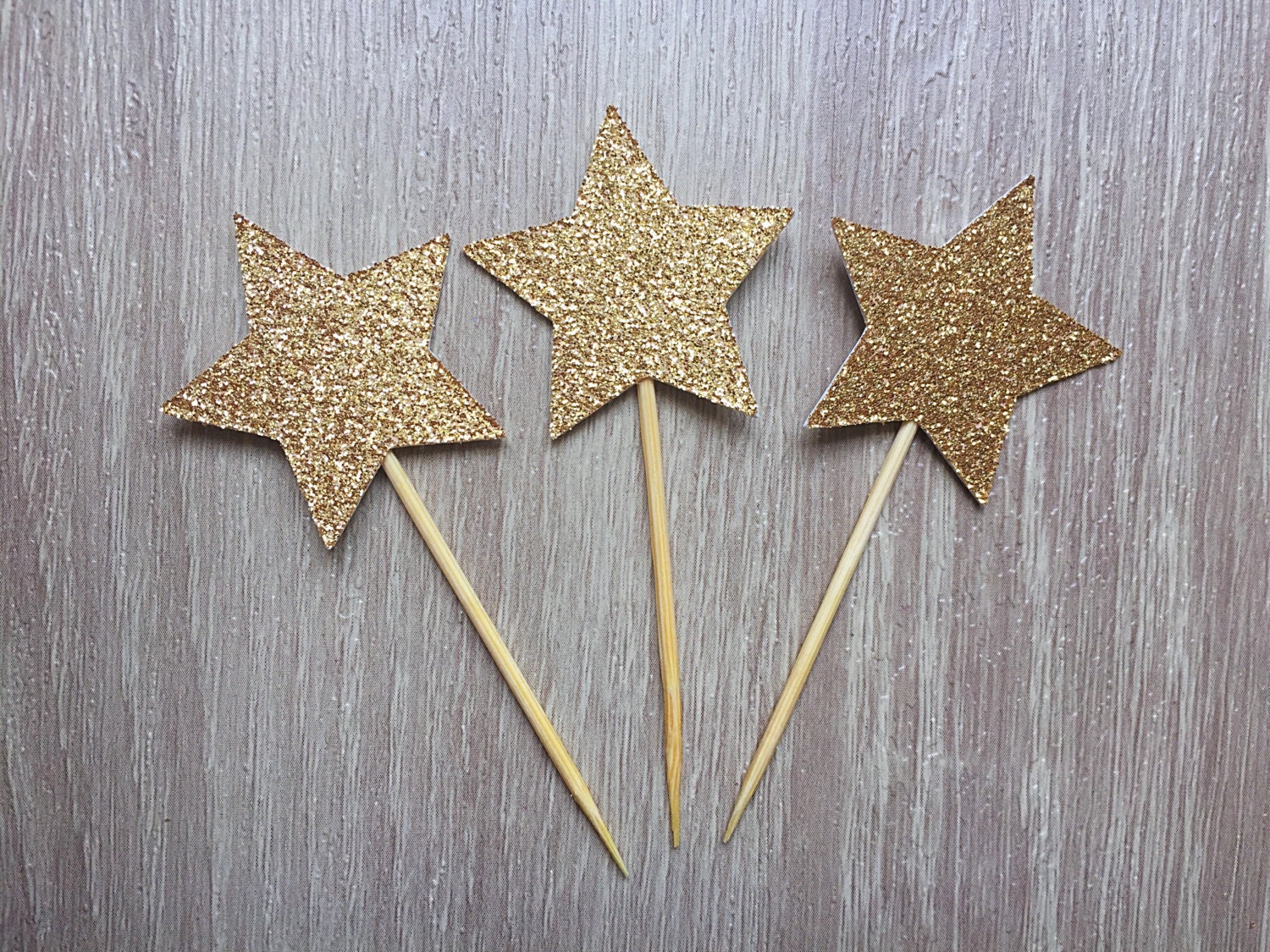 Set of 12 glitter Star Toppers Star toppers-Twinkle twinkle