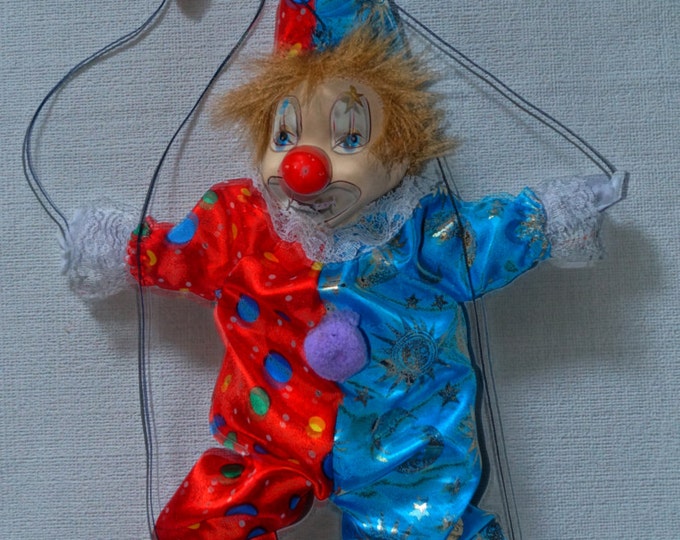 Hand painted porcelain Clown Marionette Toy