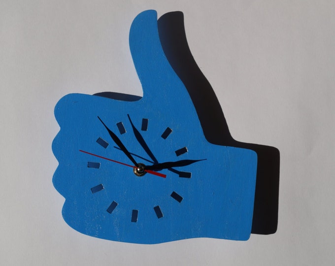 Wooden Like wall clock- Blue unique wall decor clock - Hand wall clock - Minimalist wall clock - Acrylic wall clock