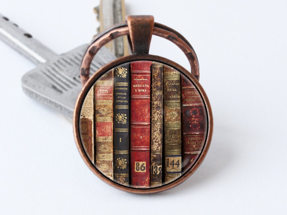 Books keychain Book keyring Librarian key chain Books jewelry