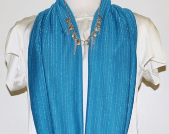 Gleaming Silver Blue Scarf