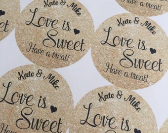 Wedding Favors, love is sweet, Wedding Favor Stickers, Custom Stickers, Love is Sweet Stickers, Wedding Stickers, Wedding Stickers for Favor