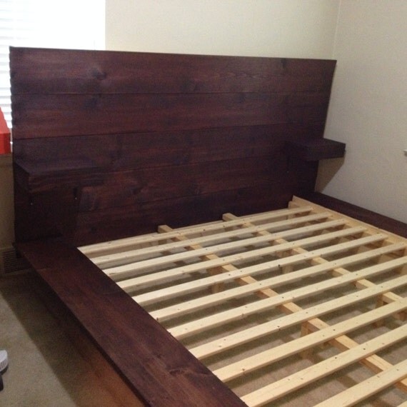 Platform Bed w/ built in Nightstands by DBWoodWorx on Etsy
