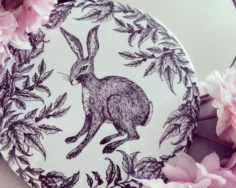 Hare Pocket Mirror, Stocking Filler, Illustrated Rabbit Mirror, Bunny Mirror, Decorated Mirror, Small Purse Mirror, Cute Mirror, Hare Design