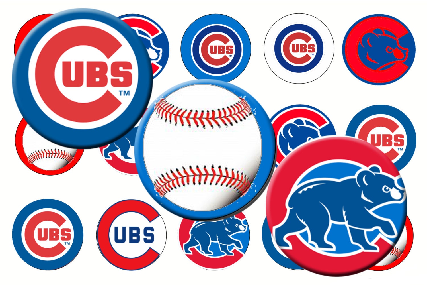 Cubs Baseball Bottle Cap Images by LucysButtonBoutique on Etsy