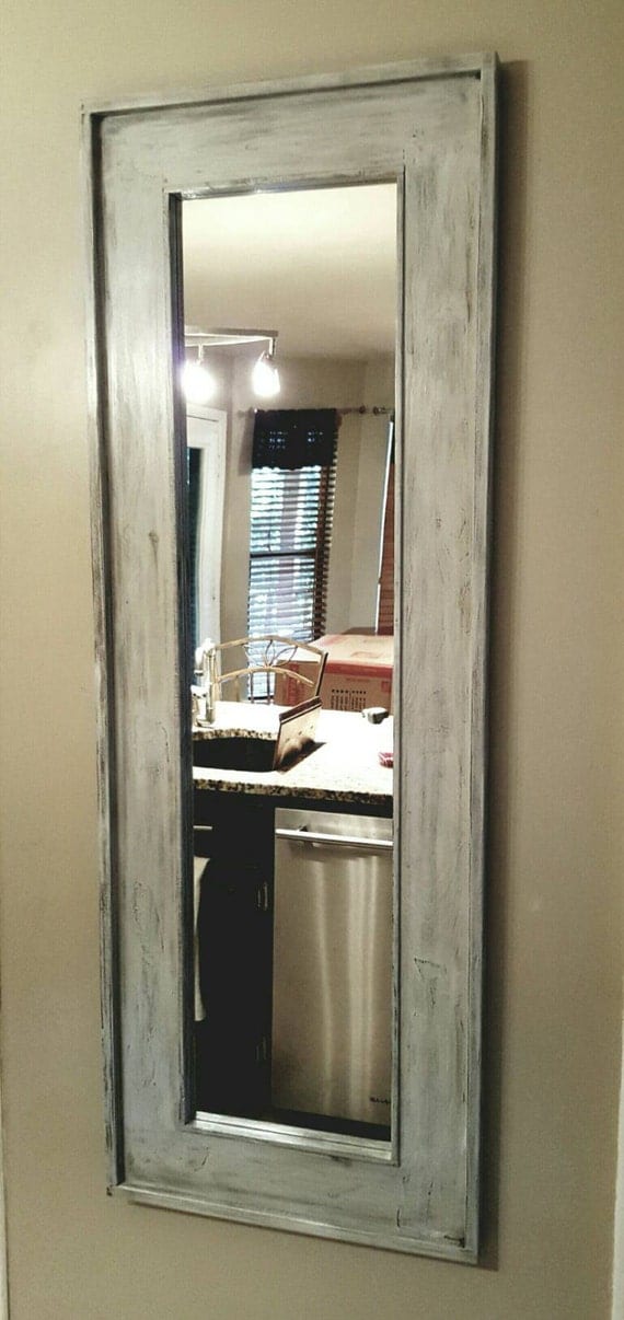 Antiqued Rustic Grey Full Length Mirror