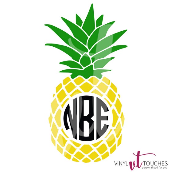 Personalized Pineapple Circle Monogram Vinyl Decal