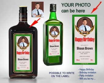 Personalized liquor label for birthday. Custom liquor labels. Whiskey bottle label for man. Unique 50th birthday gift for man