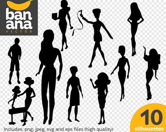 SALE Barbie Silhouettes png jpg svg eps files high resolution BV-FA-0004