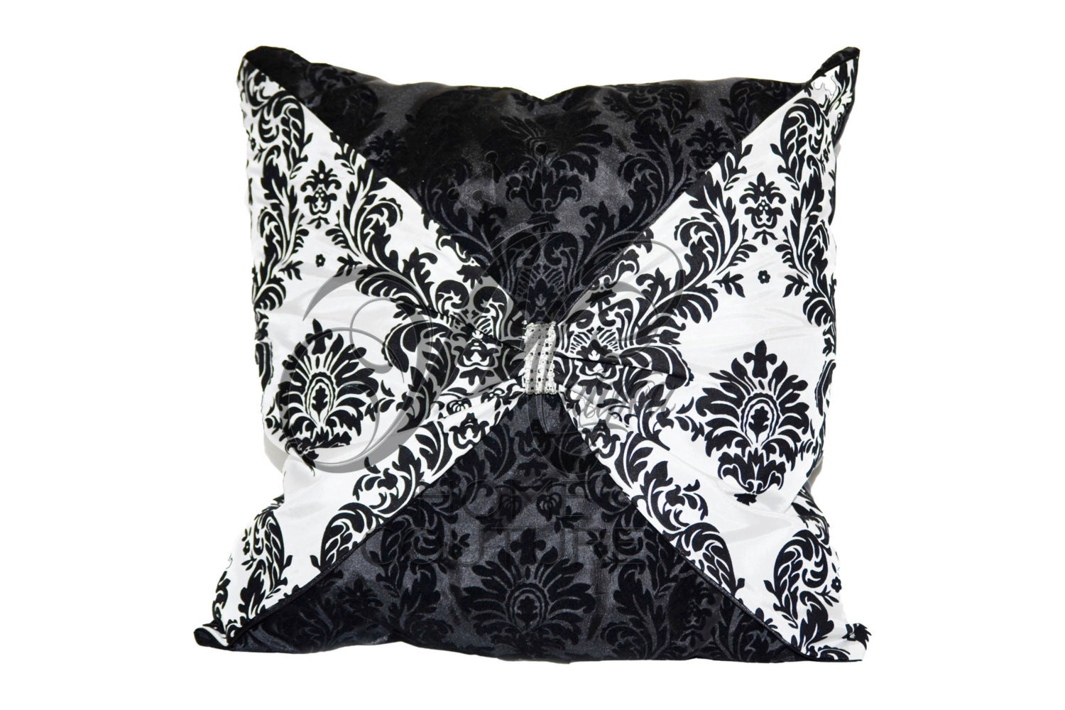 Black and White Damask Throw Pillow Cover