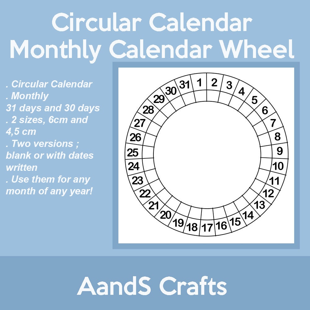 Circular Calendar Calendar Wheel Blank Size 6cm and 45