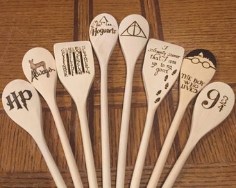 Harry Potter Woodburned Spoons