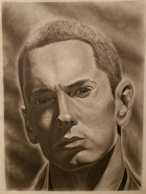 Eminem Marshall Mathers hip hop portrait drawing by Artbytamarr