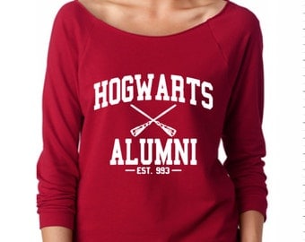 Hogwarts Alumni wideneck / off the shoulder 3/4 sleeve lightweight sweatshirt - Harry Potter gift