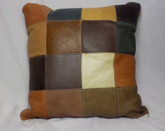 Leather Patchwork Pillow