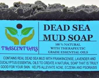 DEAD SEA MUD Soap with Frankincense Essential Oil Activated Charcoal also Lavender and Eucalyptus Essential Oils Made From Coconut Olive Oil