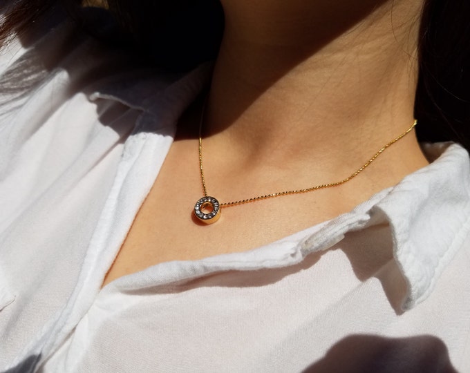 14Kgp Necklace with CZ round pendant