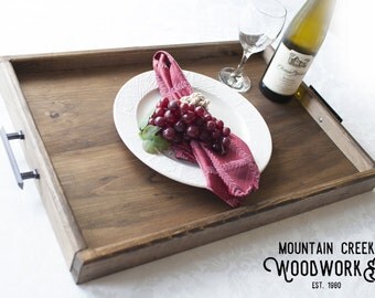Wooden Serving Tray, Serving Tray, Dinner Tray, Wooden Dining Tray, Serving Platter, Wooden Dinner Platter, Handmade Serving Tray, 23" x 16"