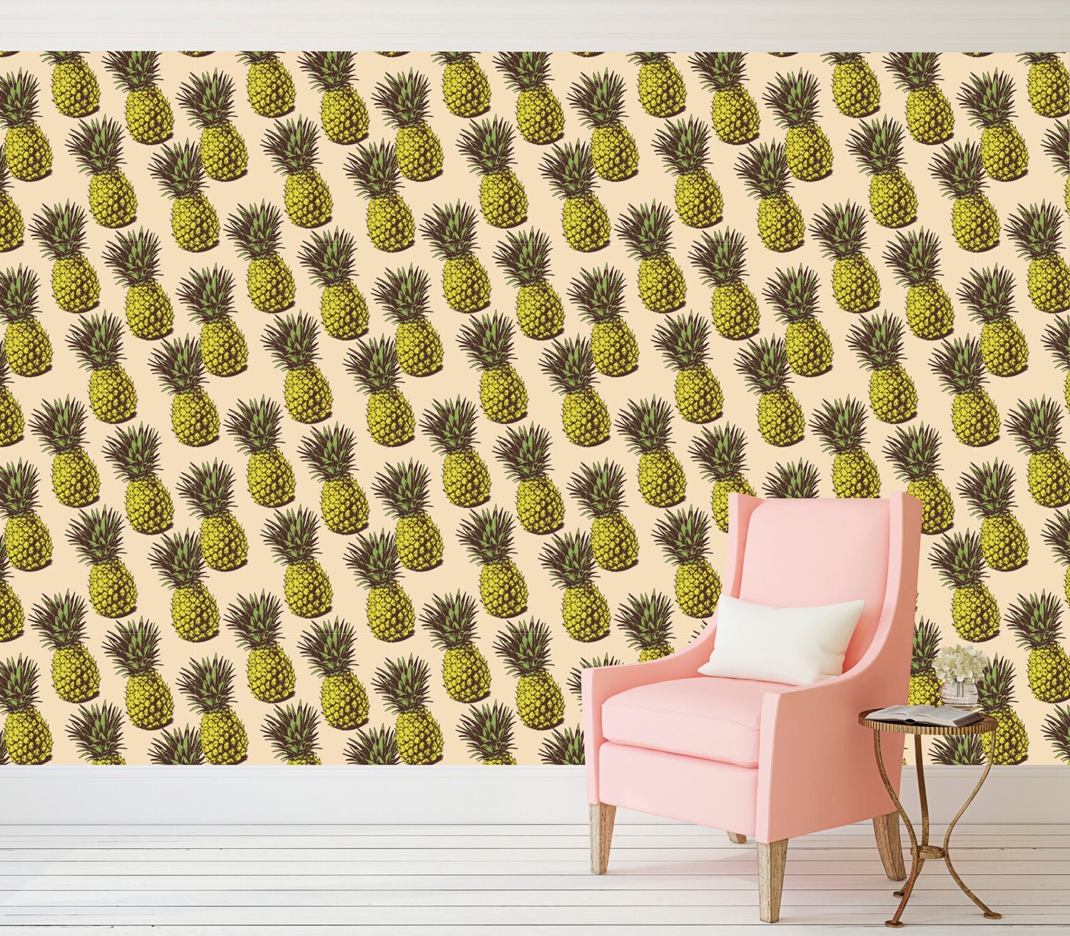 Retro Pineapple Peel and Stick Wallpaper / Adhesive Vinyl