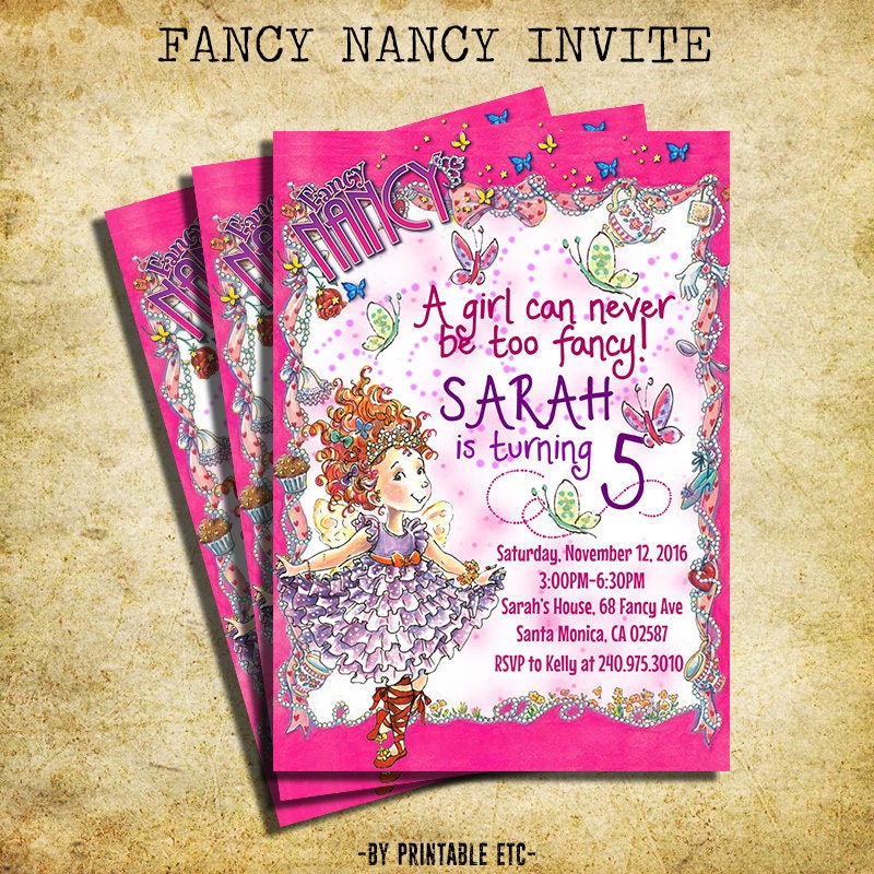 Fancy Nancy Invitation Fancy Nancy Birthday Party Invite