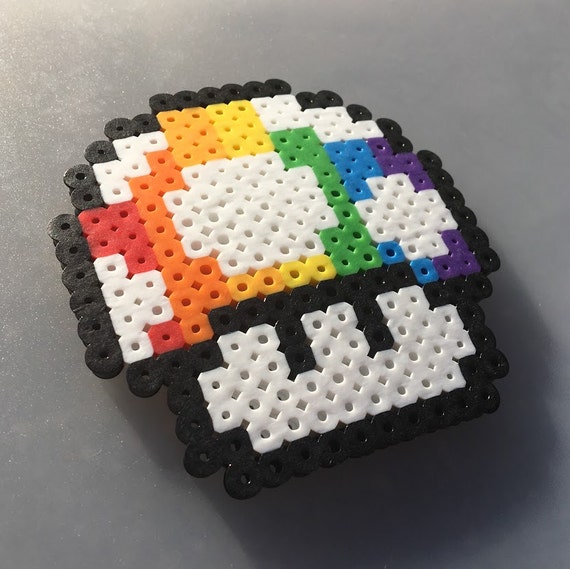 Rainbow Mario Mushroom Perler Fuse Bead Art by ChicGeekStudios