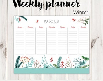 Weekly Planner, To do list for all seasons, digital prints, instant download