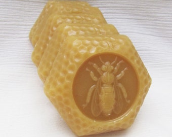 4 Honeybee Beeswax Blocks, Sewing Wax, Bulk Beeswax, Natural Beeswax, Candle Wax, Crafting wax, Bees wax Art Supply, Honey Beeswax