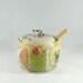 Ceramic Lidded Sugar Bowl and Spoon with Mouse Knob, Teaspoon + Lidded Storage Jar, Jam Pot, Kitchen Canister for Spices, Mustard, Salt, 405