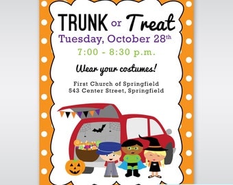 Trunk or Treat PRINTABLE Invitation Digital Printable Halloween Party Invitation