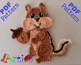 Chipmunk Crochet Applique Pattern