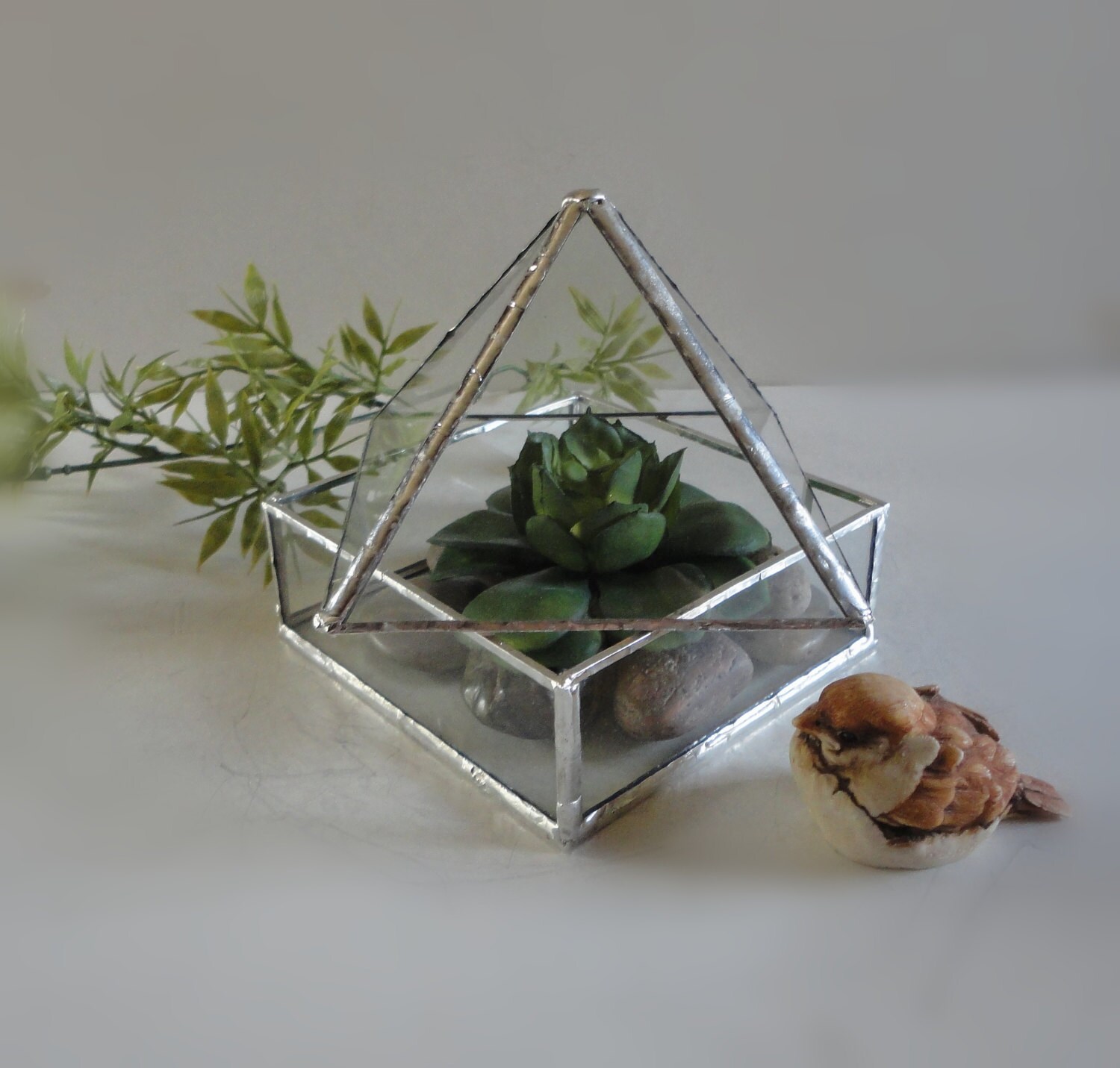 Glass Terrarium Modern 2 Piece Pyramid and by JewelsInTheGarden