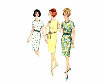 1960s Scoop Neck Proportioned Dress Simplicity 5355 Vintage Sewing Pattern Size 16 Bust 36 UNCUT
