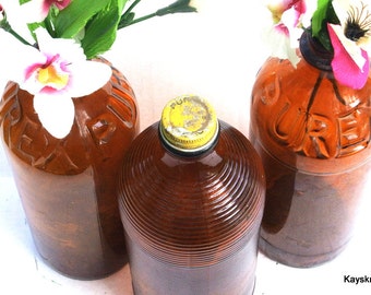 Purex Brown Bleach Bottles, Vintage Amber Purex Bottles, 1940 Quart Bottles, Home Decor, Kitchen Decor