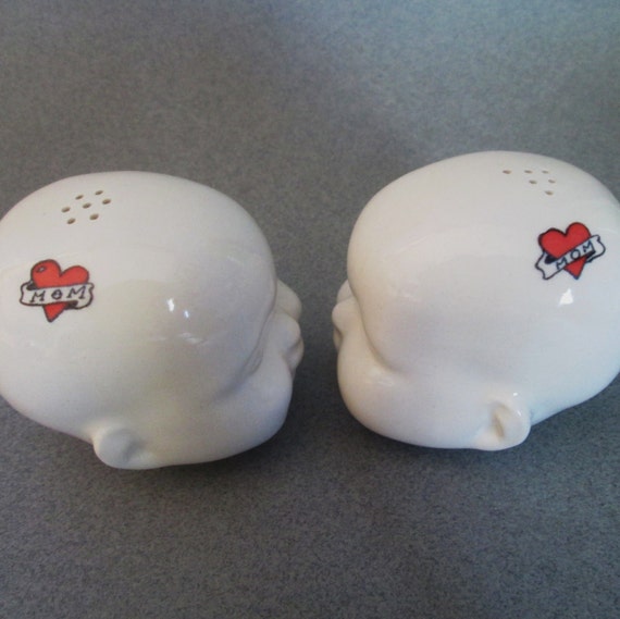 Salt & Pepper Shakers w/MOM Tattoo Ready by SusanKniffinDavidson