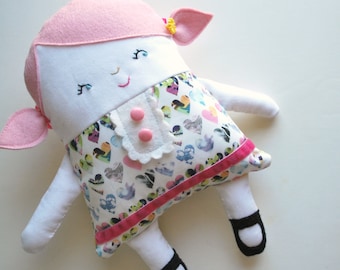 Pink Hair Two-Faced Friend Flip Doll Dressed in Liberty Of London Fabrics