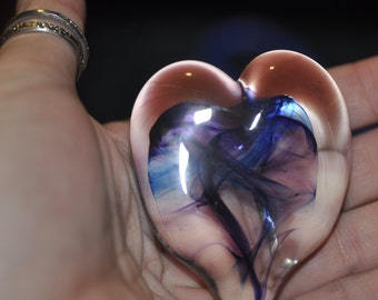 Large Swirl Glass Heart Paperweight
