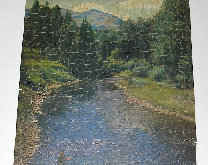 Jigsaw Picture Puzzle Blue Skies and Blue Waters Fisherman Vintage 1940s Guild 2900