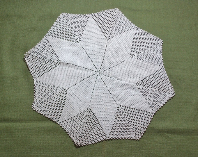 Large 15 inch 8-Pointed Star Vintage Crocheted Doily