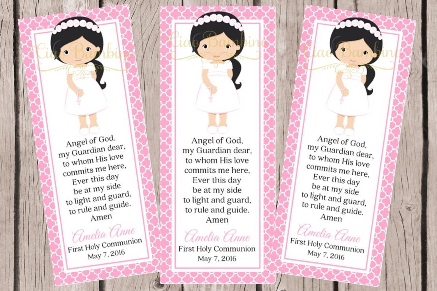 PRINTABLE First Holy Communion Bookmark in Pink / by ciaobambino