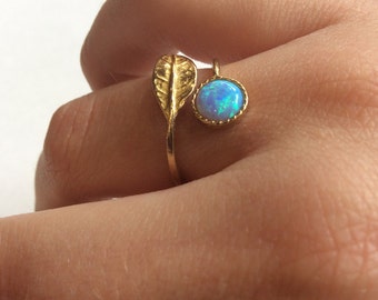 Opal ring, boho ring, leaf ring gold, nature ring, adjustable ring, vine ring, twig ring, thin branch ring - Gone with the wind RK2062-1