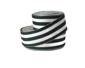 Black and White 7/8" Striped Grosgrain Ribbon by the Yard / Black White Hampton / Black Striped Ribbon / Hair Bow Supplies / Preppy Ribbon