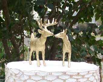Deer Cake Topper, Animal Wedding Cake Topper, Gold Deer Cake Topper,Hunting-Woodland-Forest Animal-