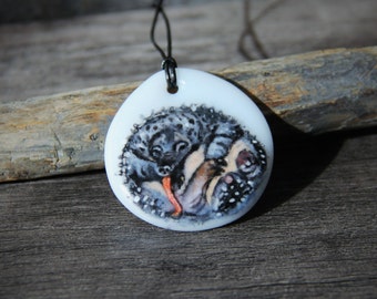 Baby Echidna necklace - Fused glass pendant