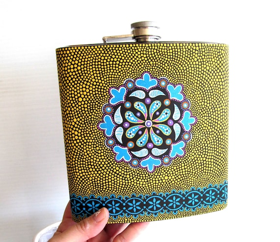 Huge 40oz Flask Hand Painted stainless steel flask ENORMOUS For the serious drinker