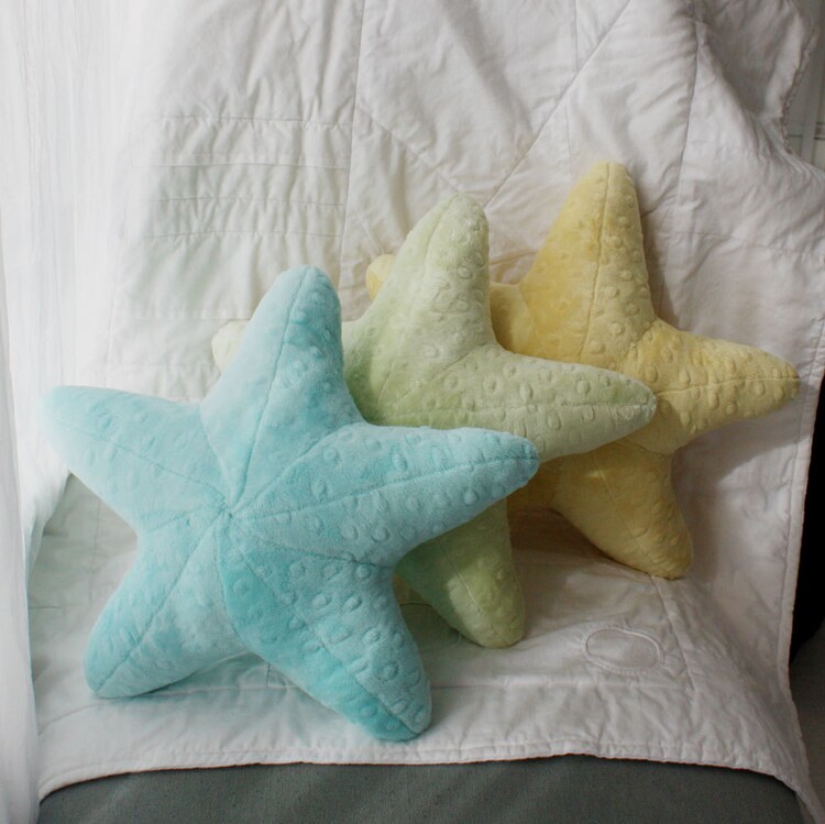 Super Soft Plush Starfish Pillow in Aqua by ParkerBrownTextiles
