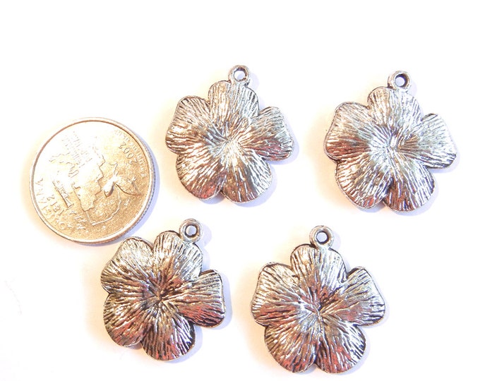 2 Pairs of Blue Enamel Marcasite-like Flower Charms