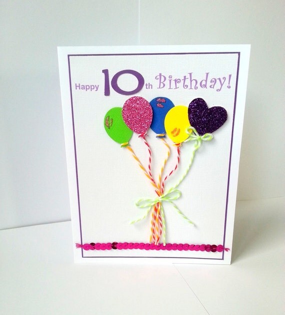 Items similar to Happy 10th Birthday Card, Happy Birthday Card,10,10th ...