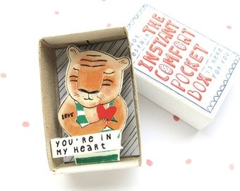 Tiger Love - The Instant Comfort Pocket Box - you're in my heart - valentines day gift - consolation and cheer up box